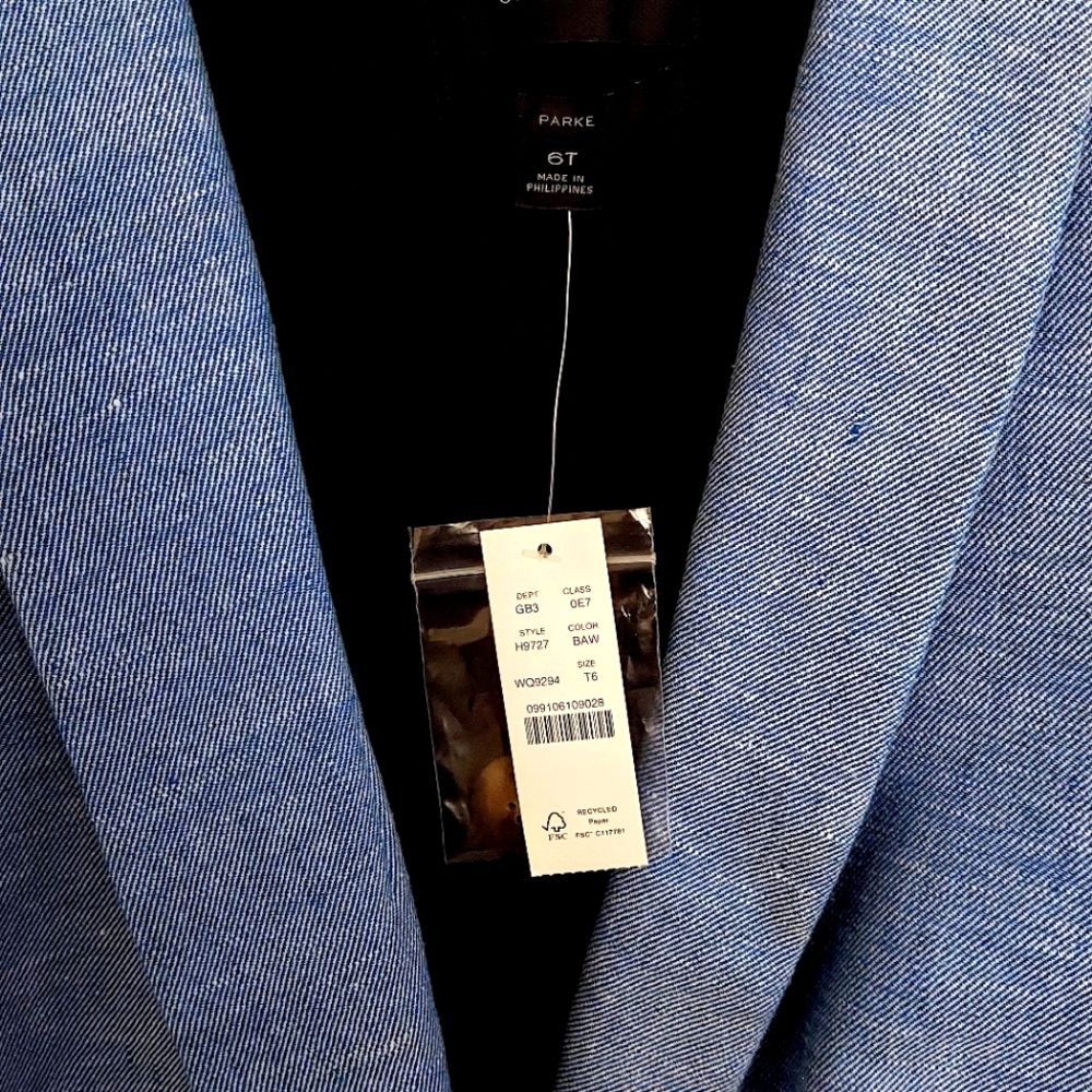 J. CREW New Parke Blazer in Stretch Linen - Atlantic White TALL - Picture 4 of 8
